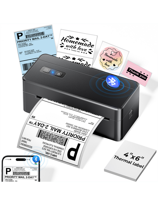ASprink Bluetooth Postage Label Printer, 4x6 Thermal Shipping Label Printer for Small Business, Compatible with Android, IOS, Windows and Mac, Widely Used for Etsy, Shopify, eBay, Royal Mail, Evri