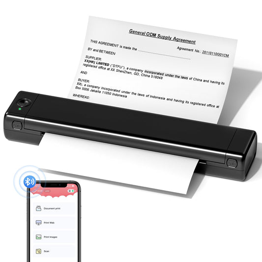 ASprink A4 Mobiler Drucker, M08f Bluetooth Multifunktionsdrucker UnterstüTzt Thermopapier A4 im Format 8.27''X11.69'', Thermal Printer, Kompatibel mit Android und iOS füR Telefon und Laptop