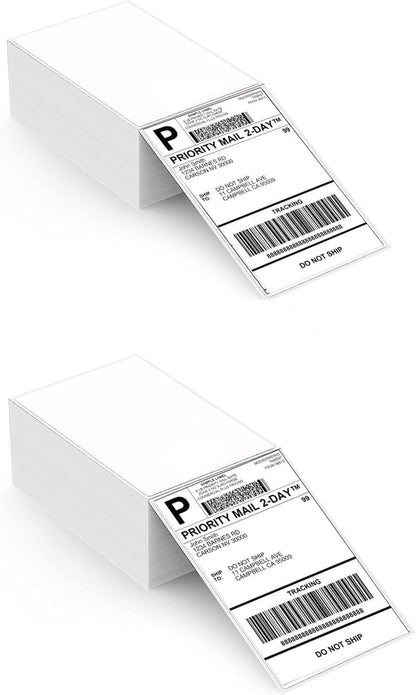 ASprink 4''x 6'' Fanfold Thermal Labels - Thermal Shipping Labels Self Adhesive - White Mailing Labels for Thermal Label Printers 2 Pack (Fanfold Style & 500 Labels/Pack)