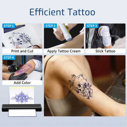 ASprink Wireless Tattoo Transfer Stencil Printer, M08F Bluetooth Mobile Thermal Copier, Tattoo Machine with 10pcs Free Transfer Paper, Tattoo Printer Kit, Compatible with Smartphone & Pc