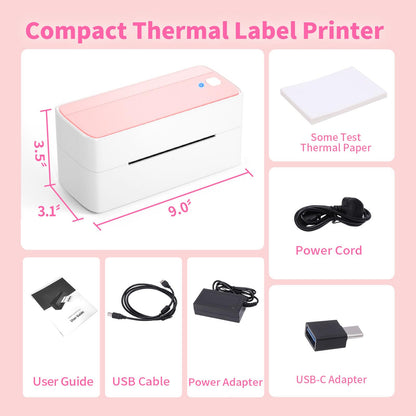 ASprink Bluetooth Thermal Label Printer - 241BT Wireless Shipping Label Printer for Small Business & Packages, Pink Thermal Label Printer Shipping Label Maker, Compatible with iPhone, USPS, Amazon