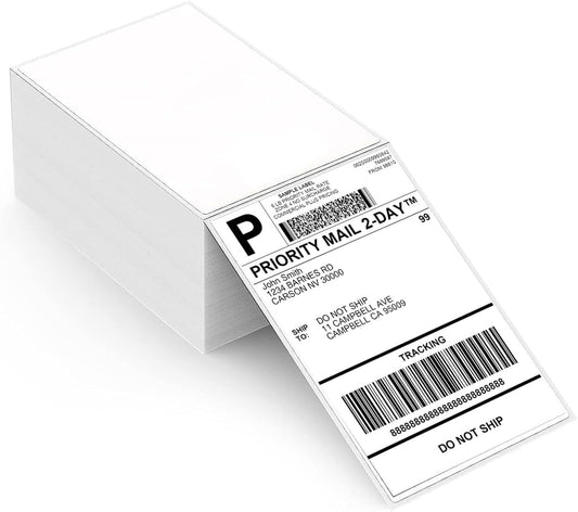 ASprink 4''x 6'' Fanfold Thermal Labels - ASprink Thermal Shipping Labels Self Adhesive - White Mailing Labels for Thermal Label Printers (Fanfold Style & 500 Labels)