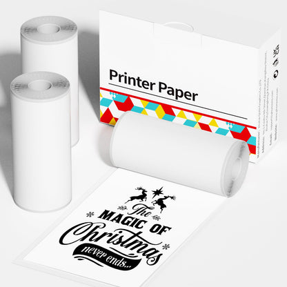 ASprink Thermal Papier mit 3 Rollen, Drucker Papier für 10 Jahre, 50mm x 3.5m, Sticker Papier für M02/M02S/M02Pro/M03 Mini Drucker - Weiß