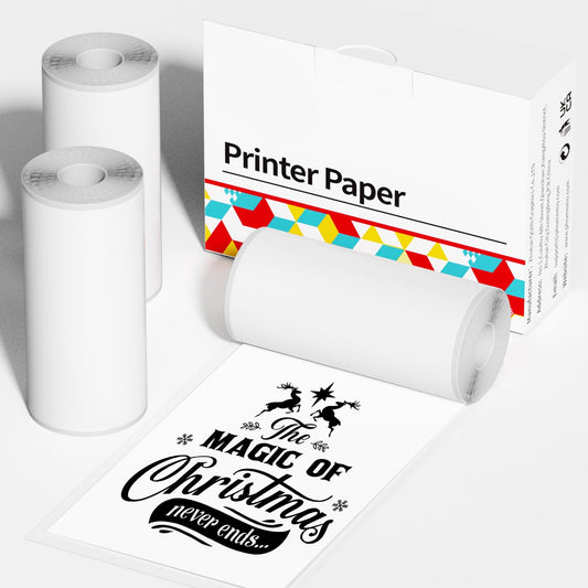 ASprink Thermal Papier mit 3 Rollen, Drucker Papier für 10 Jahre, 50mm x 3.5m, Sticker Papier für M02/M02S/M02Pro/M03 Mini Drucker - Weiß