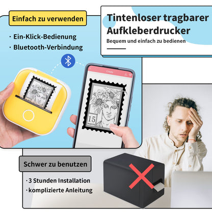 ASprink Taschen-Fotodrucker für Smartphone – Mini-Handydrucker, Aufkleberdrucker – tragbarer Fotodrucker für Handy, T02 Bluetooth Miniprint Fotodrucker, Handydrucker für Scrapbook