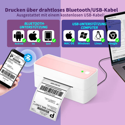 ASprink Bluetooth Drucker, DHL Etikettendrucker, 4x6 Ettikettendrucķer, Versandetiketten Drucker, Etiketten Drucker Label Printer für Amazon, DHL, Etsy, Shopify, Royal Mail, FedEx