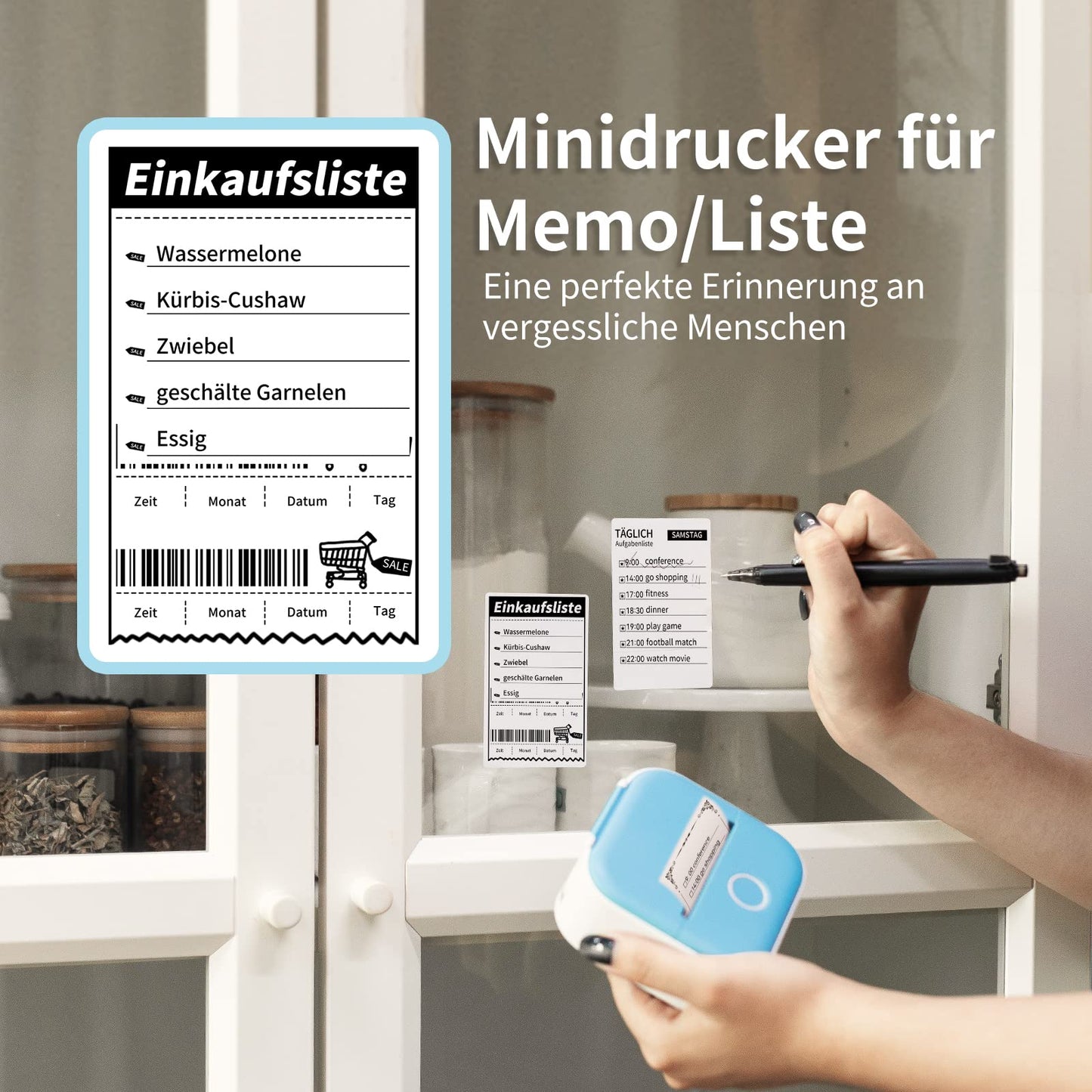 T02 Mini Handy Drucker - Bluetooth für Smartphone - tragbarer Fotodrucker, kompatibel mit iOS & Android, Miniprint mobiler Sticker für Tagebuch, Memo, Foto, Notizen