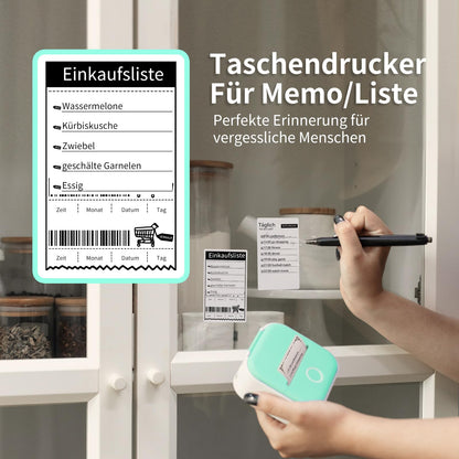 ASprink T02 Mini Drucker mit 3 Papierrollen, Mini Pocket Printer, Etikettendrucker, Sticker Drucker, Mini Bluetooth Drucker, Inkeless Drucker für Notizen, Memos, Zeitschriften, DIY