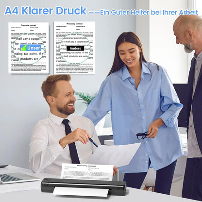 ASprink A4 Mobiler Drucker, M08f Bluetooth Multifunktionsdrucker UnterstüTzt Thermopapier A4 im Format 8.27''X11.69'', Thermal Printer, Kompatibel mit Android und iOS füR Telefon und Laptop