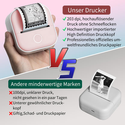 T02 Bluetooth Mini Drucker für Smartphone, tragbarer Fotodrucker fürs Handy, Etikettendrucker, Mobiler Drucker, kompatibel mit iOS & Android, Sticker Drucker für Tagebuch, Memo, Foto, Notizen