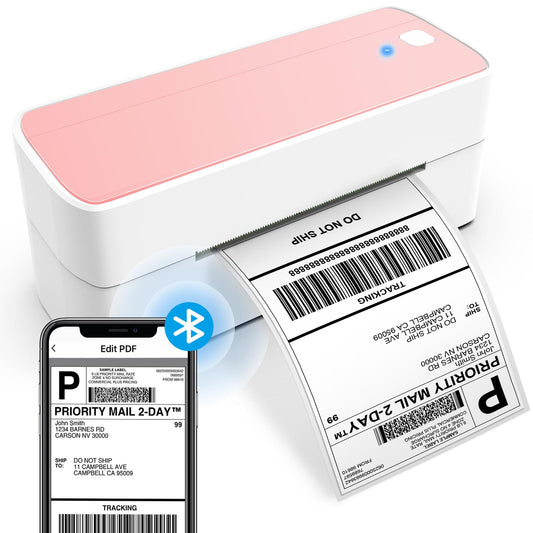 ASprink Bluetooth Thermal Label Printer - 241BT Wireless Shipping Label Printer for Small Business & Packages, Pink Thermal Label Printer Shipping Label Maker, Compatible with iPhone, USPS, Amazon