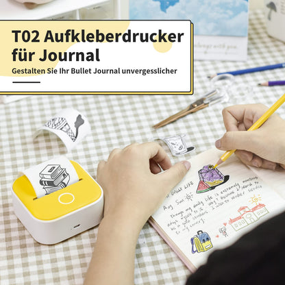 ASprink Taschen-Fotodrucker für Smartphone – Mini-Handydrucker, Aufkleberdrucker – tragbarer Fotodrucker für Handy, T02 Bluetooth Miniprint Fotodrucker, Handydrucker für Scrapbook