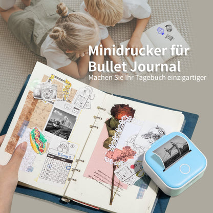 T02 Mini Handy Drucker - Bluetooth für Smartphone - tragbarer Fotodrucker, kompatibel mit iOS & Android, Miniprint mobiler Sticker für Tagebuch, Memo, Foto, Notizen