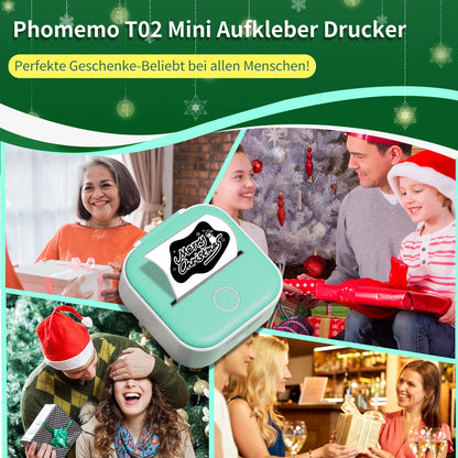 ASprink T02 Mini Drucker mit 3 Papierrollen, Mini Pocket Printer, Etikettendrucker, Sticker Drucker, Mini Bluetooth Drucker, Inkeless Drucker für Notizen, Memos, Zeitschriften, DIY